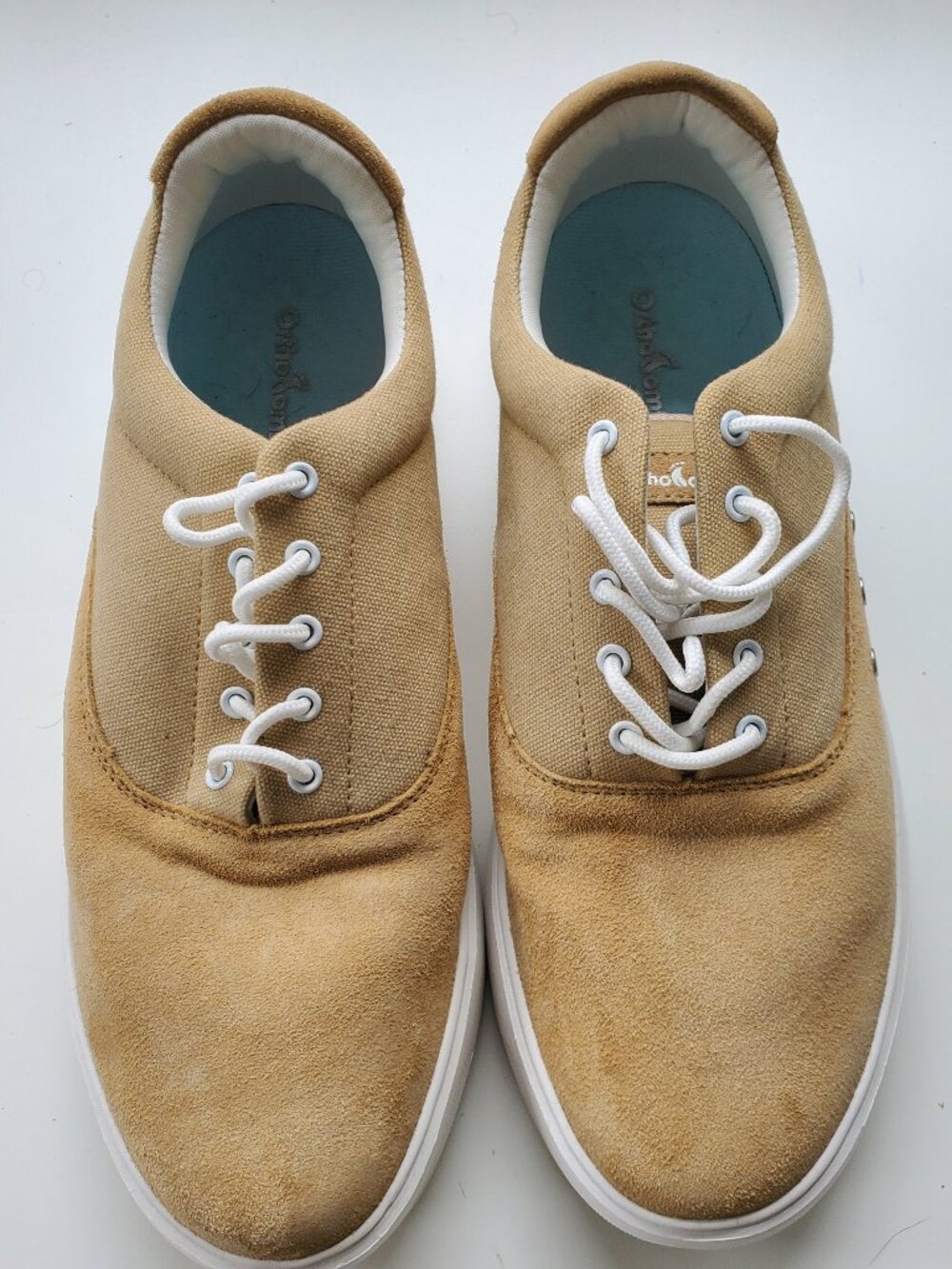 OrthoComfoot Men's Fashion Sneakers with Arch Support Size 12 Camel Color